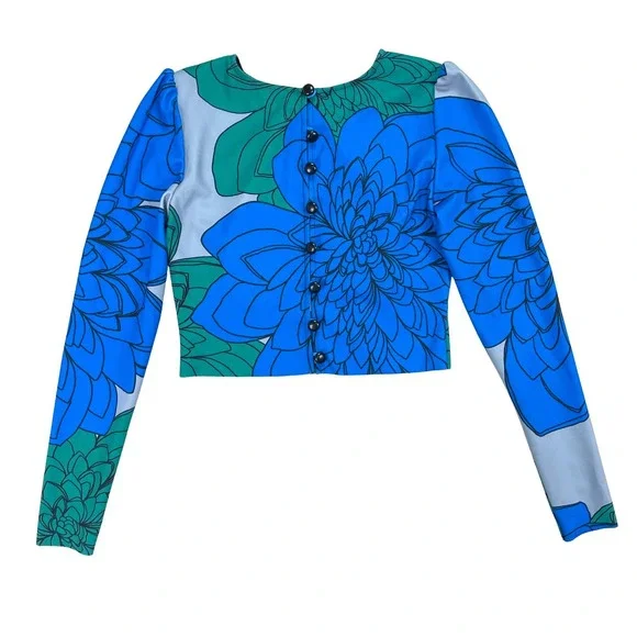 Tracy Reese Floral 2 Piece Set Womens XS Crop Top Mermaid Skirt Artsy Maximalist - Picture 4 of 16